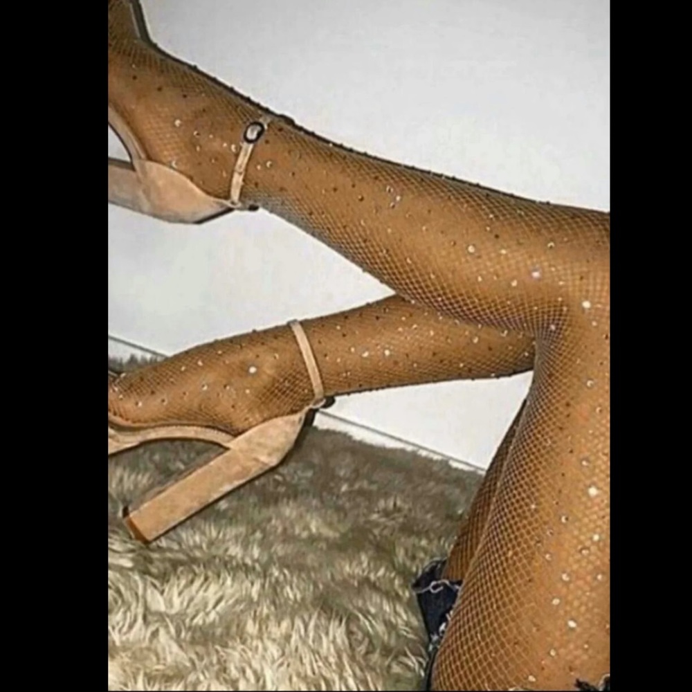 NEW Transparent Rhinestone Net Stocking